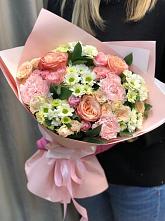 Букет нежные объятья в Нижней Мактаме Букет цветов из: Гвоздики, Розы и Хризантемы в Нижней Мактаме