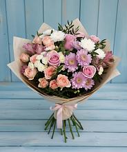 Букет цветов из:  Хризантемы, Розы и Альстромерии в Нижней Мактаме